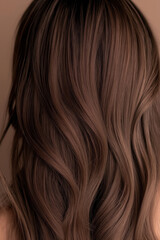 Fototapeta premium closeup portrait of a woman with long, smooth mocha mousse colored hair, ideal for hair product promotions