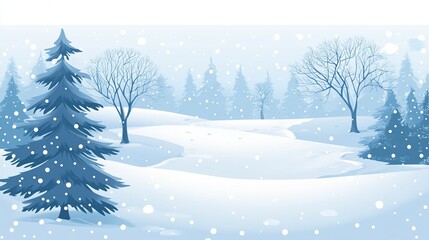Fototapeta premium Snow landscape on white background 