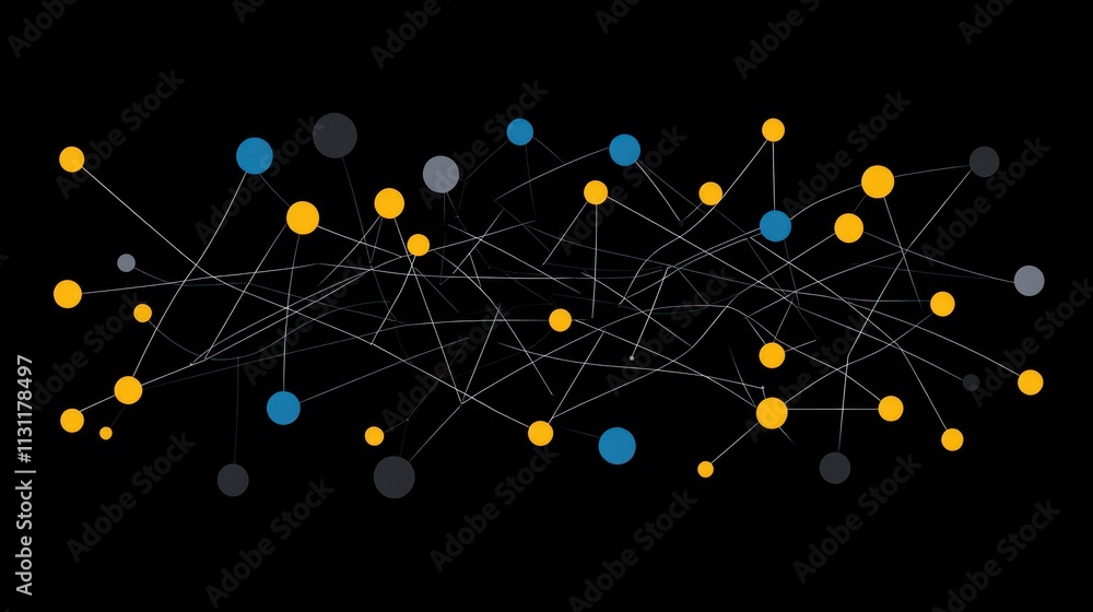 Leinwandbilder abstract network visualization with colored nodes and connections.