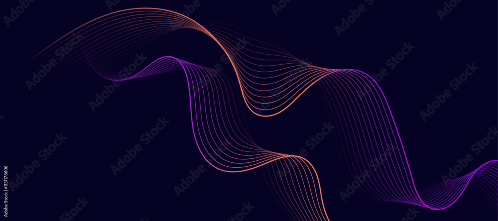 Poster abstract flowing lines wave background. digital future technology concept.