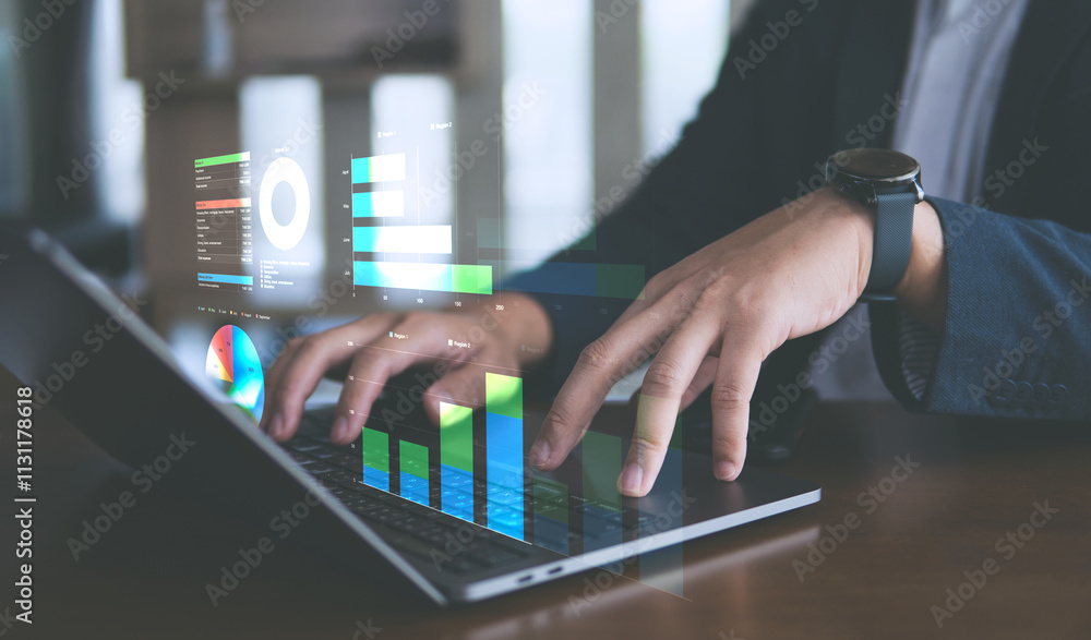 Poster business data analysis and data management system, sales data summary, accounting graphs, marketing 
