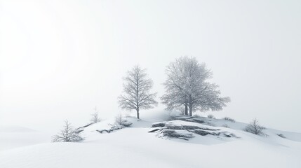 Fototapeta premium Snow landscape on white background 