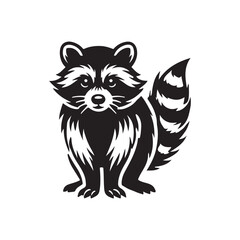 Obraz premium Raccoon climbing a tree silhouette vector art black color design and solid white background 