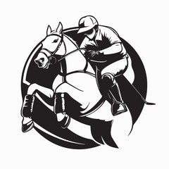 Obraz premium Polo Rider Horse logo design vector. Polo Rider Horse Play Action Stock Illustrations 