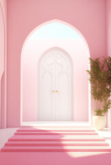 Fototapeta premium Pink hotel with plants.
