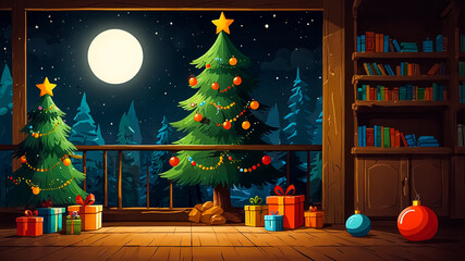 Christmas elements background in a cartoon style