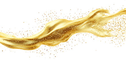 golden sand flying explosion isolated, abstract sands cloud wave explode, yellow colored sand splash air fly on a transparent background