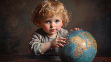 Toddler Intently Exploring the World Through Tactile Learning,Vibrant Impressionistic Oil Painting