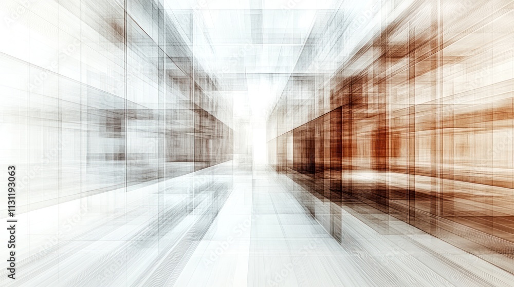 Poster An abstract representation of a modern architectural space with blurred lines and depth.