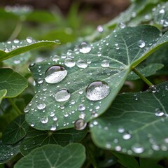 water drops on leaf