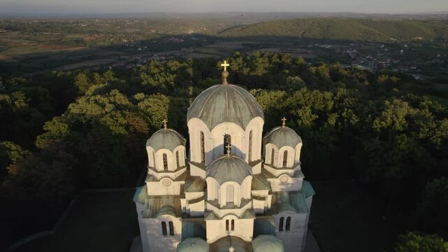 aerial view on the orthodox monastery Oplenac in Serbia