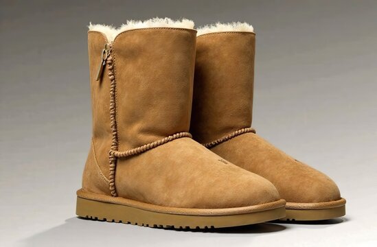 A pair of mocha mousse uggs with a zipper on the side