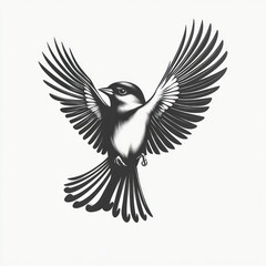 Obraz premium Monochrome illustration of a bird in flight.