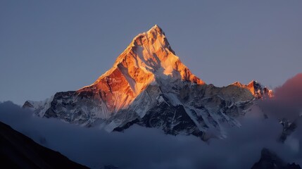 Fototapeta premium Majestic Morning in the Glacial Mountains. Exploring the beauty of a sunrise in a snowy...