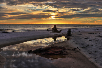 Sunset on the beach at Cape San Blas, Florida. 