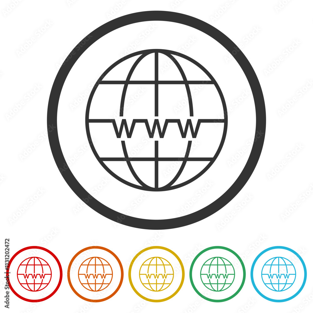 Poster website logo, website symbol. set icons in color circle buttons