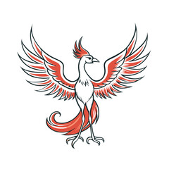 Obraz premium Red and white phoenix with wings spread.