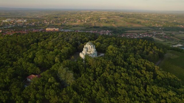 aerial view on the orthodox monastery Oplenac in Serbia