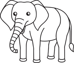 A cute happy gray baby elephant cartoon illustration is a fun wildlife character design for zoo or safari clipart featuring a big wild animal vector art
