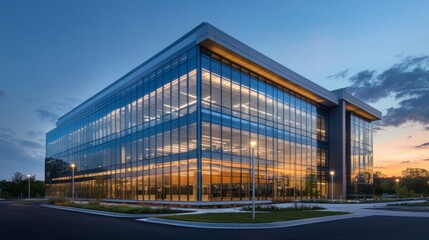 Fototapeta premium large office building on a sunset