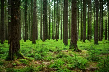 Fototapeta premium Harmony in the Larch Forest. Connecting with Nature concept