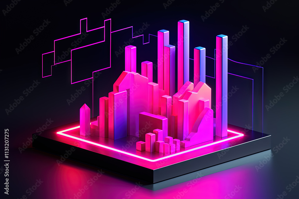 Aufkleber 3d business graph with organized bars and information blocks. abstract infographic element. business