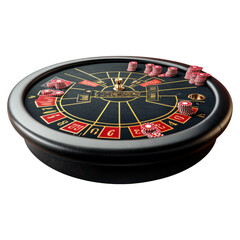 Obraz premium Roulette Wheel with Chips on Transparent Background