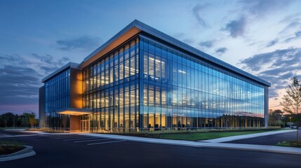 Fototapeta premium large office building on a sunset