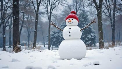 cheerful winter scene in a snow-covered forest