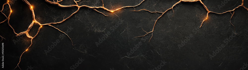 Aufkleber abstract patterns of vibrant orange cracks on a dark surface create a striking visual.