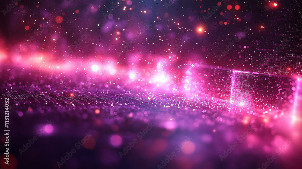 Wall mural purple background with geometric squares and rectangular blocks, forming an abstract pattern, repres