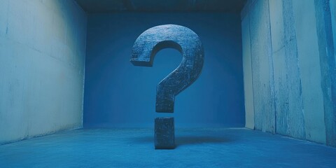 question mark in blue room