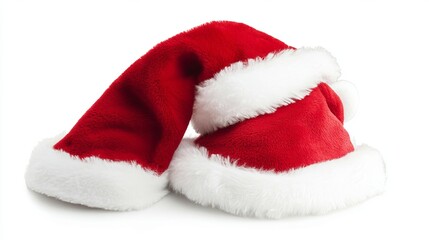 set of santa claus hats on white background