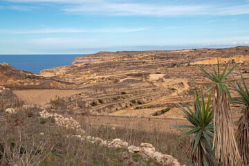 Gozo (Għawdex) Island landscape of the northern coast near Zebbug Malta