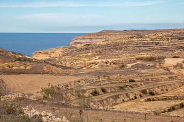 Gozo (Għawdex) Island landscape of the northern coast near Zebbug Malta