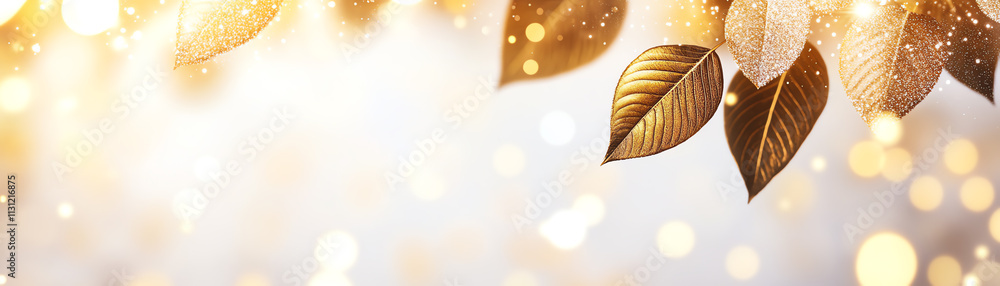 Poster golden leaves shimmering in the light, creating a warm and enchanting atmosphere.