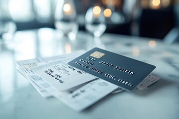 Credit Card and Restaurant Bill on Table