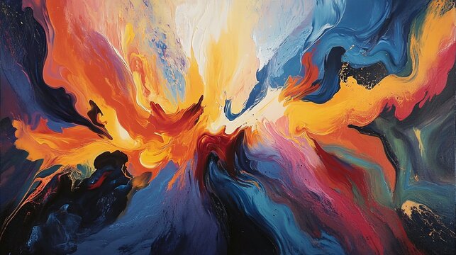 Create abstract artworks that ignite imagination and provoke thought, using dynamic shapes, colors, and textures to evoke emotions and stimulate creative thinking