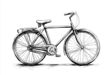 Fototapeta premium Minimalist illustration of a bicycle with attention to detail captured in black and white line art style