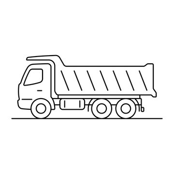recommend clip art: Dump truck icon. Black outline linear silhouette. Editable strokes. Side view. Vector simple flat graphic illustration. Isolated object on white background. Isolate.