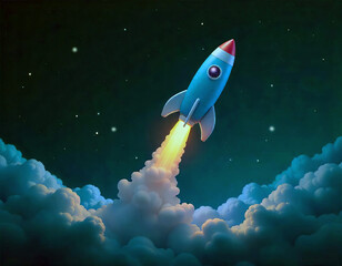 Fototapeta premium Nighttime Rocket Ignition