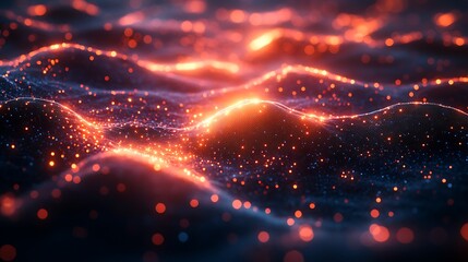Obraz premium Illuminated patterns shine in a futuristic technology tunnel with sleek interfaces photo