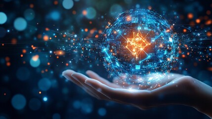 Illustrate the intersection of innovation and technology with visuals that depict technological breakthroughs, digital transformation, and the impact of tech innovations on society