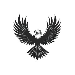 Obraz premium Majestic eagle with wings spread wide, in monochrome style.