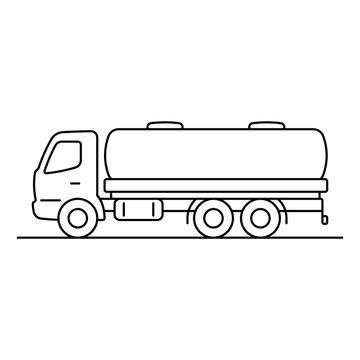 recommend clip art: Tank truck icon. Black outline linear silhouette. Editable strokes. Side view. Vector simple flat graphic illustration. Isolated object on white background. Isolate.