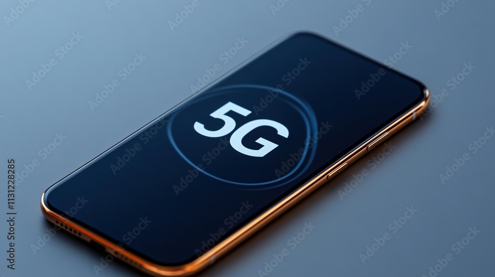 Poster modern smartphone showcases 5g connectivity symbols highlighting advanced networking technology and 