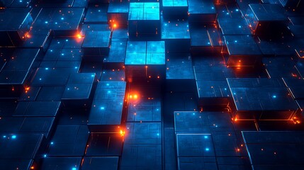 Obraz premium Neon lights illuminate a landscape with glowing horizon and futuristic sky photo