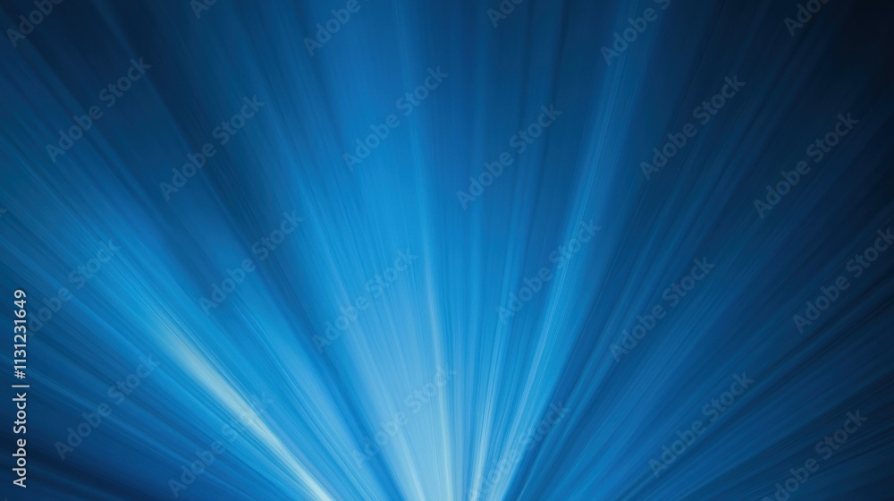 Poster vibrant blue light rays projecting from a central point in a soft-focused background, ideal for abst