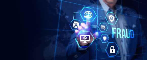 Fraud Alert Caution Defend Guard Notify Protect Concept.