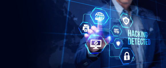 Hacking Detected. Concept meaning activities that seek to compromise affairs are exposed Entering New Programming Codes.